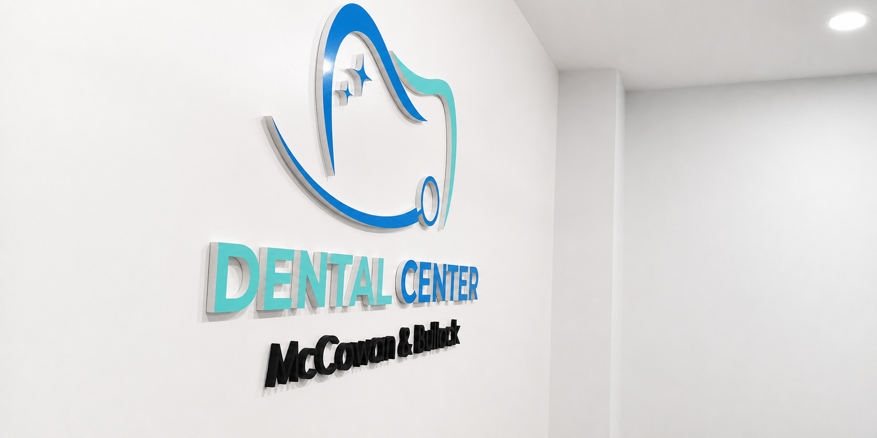 McCowan & Bullock Dental Center logo wall